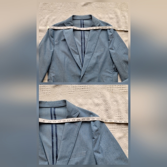 Black Brown 1826 Men's Classic Casual Everyday to Formal Button Up Blazer- Blue - Picture 10 of 10